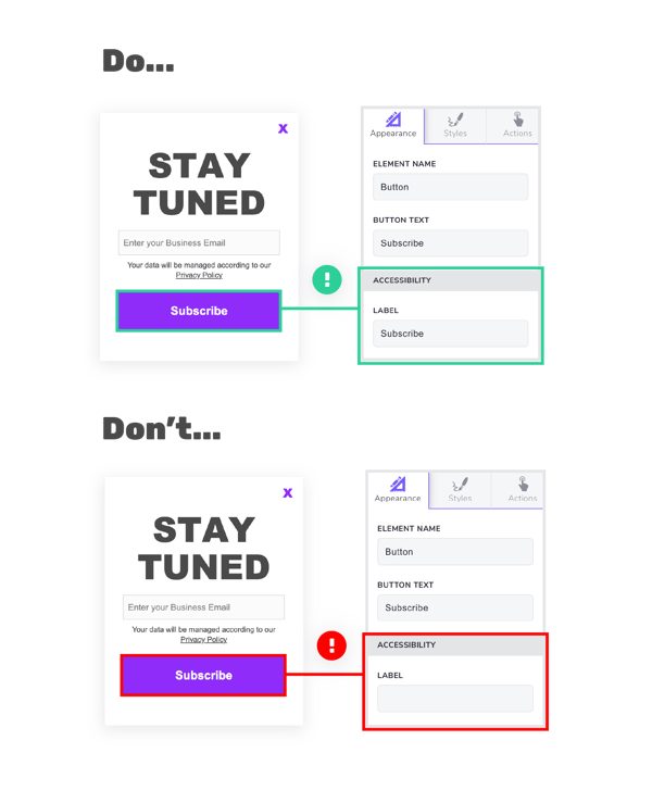 Example of how to label giosg Interaction Designer elements for web accessibility