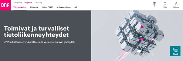 Chatbot on DNA for business homepage