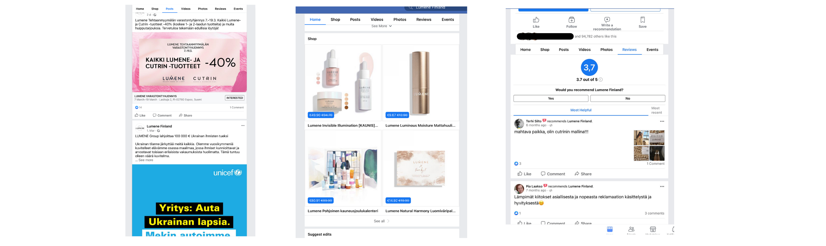 Lumene Facebook social commerce 