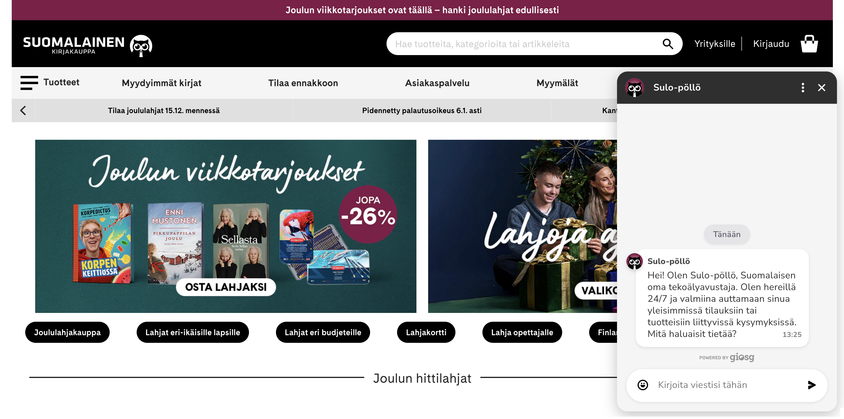 Suomalainen Kirjakauppa's AI Agent, Sulo-pöllö