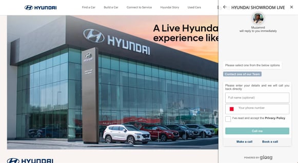 giosg Customer Hyundai Bahrain implementation of live showroom