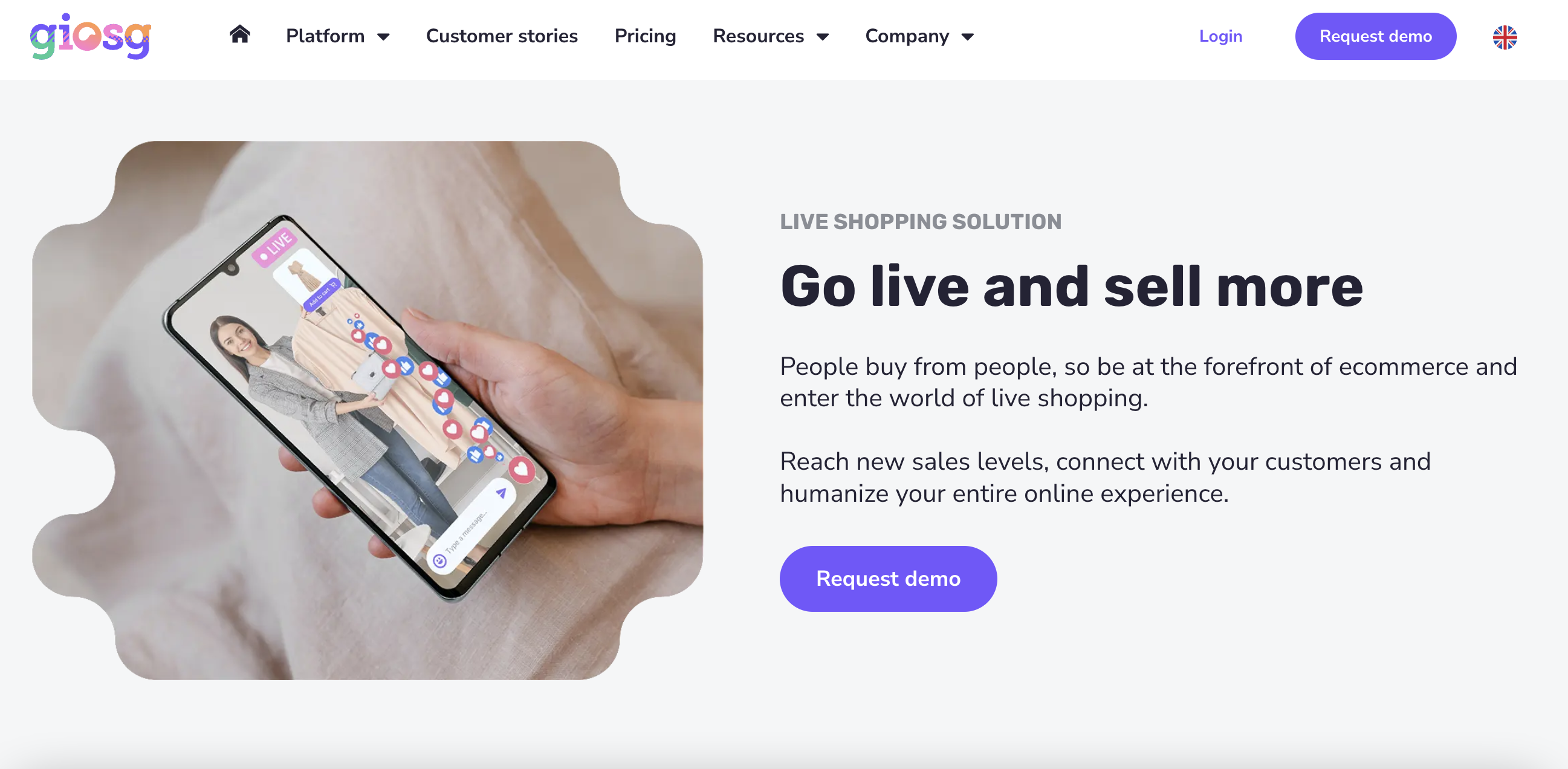 giosg live video shopping platform