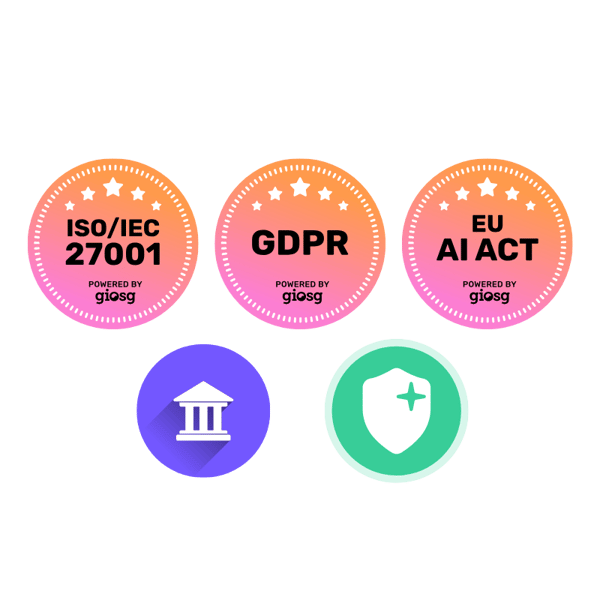 giosg is ISO 27001 certified, GDPR compliant and has EU-based data storage.