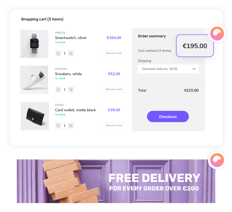 Offer free delivery with giosg Basket feature 