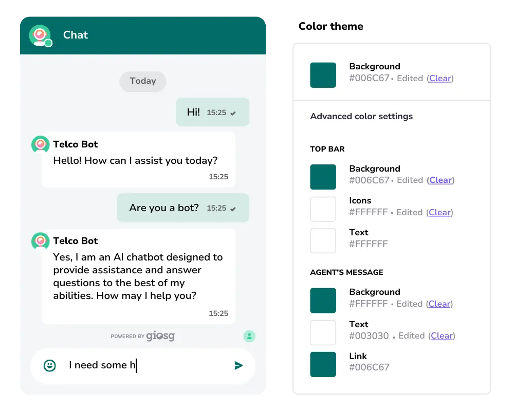 giosg AI Chatbot - Fully tailored to your brand