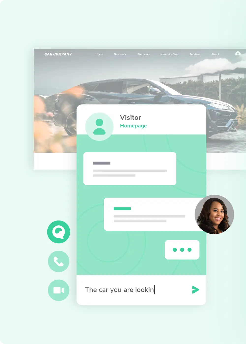 giosg targeting and live chat used on automotive website to sell more cars through live chat