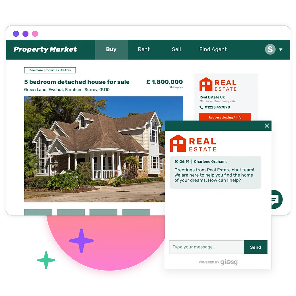 Estate agents chat on property portal website  