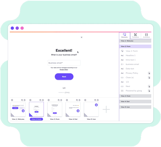 Giosg's multi-step form builder 