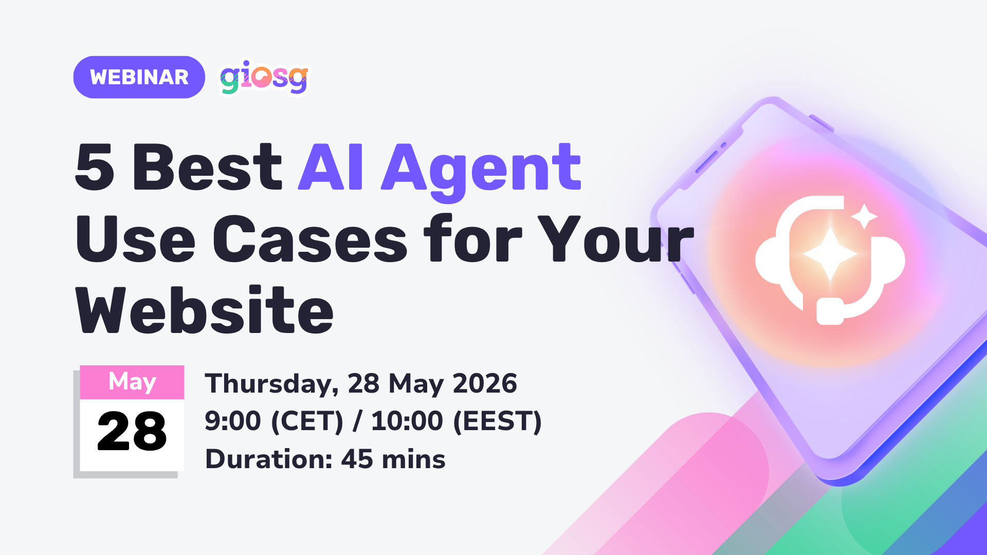 Register to giosg Webinar about 5 Best AI Agent Use Cases for Your Website